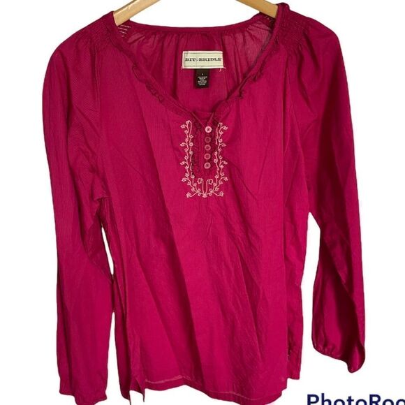 Bit & Bridle Hot Pink Long Sleeve Blouse - Size Large - Picture 1 of 4